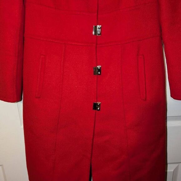 Etcetera Red Wool/Angora Women's Overcoat. Size 6 - Picture 3 of 10